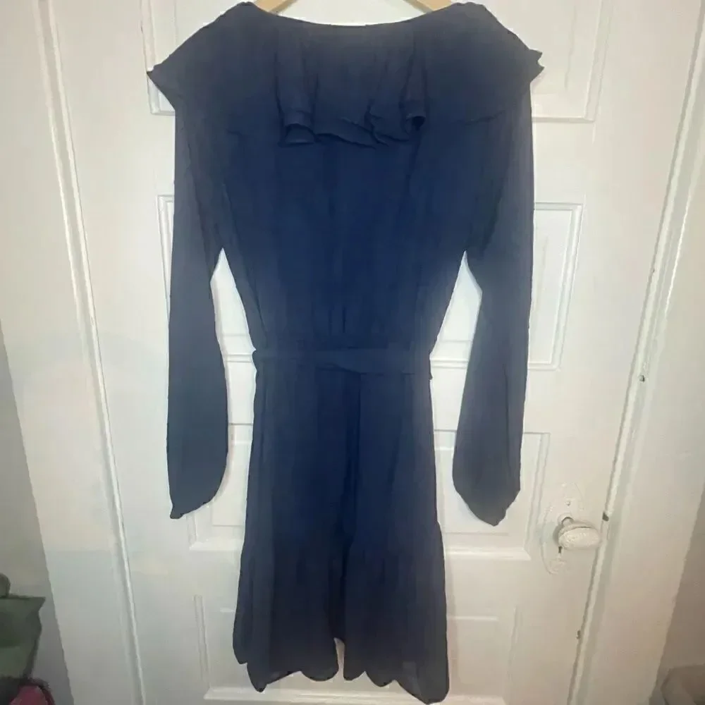 NWTs Michael Kors Ruffled V-Neck Tiered Hem Dress Size Medium